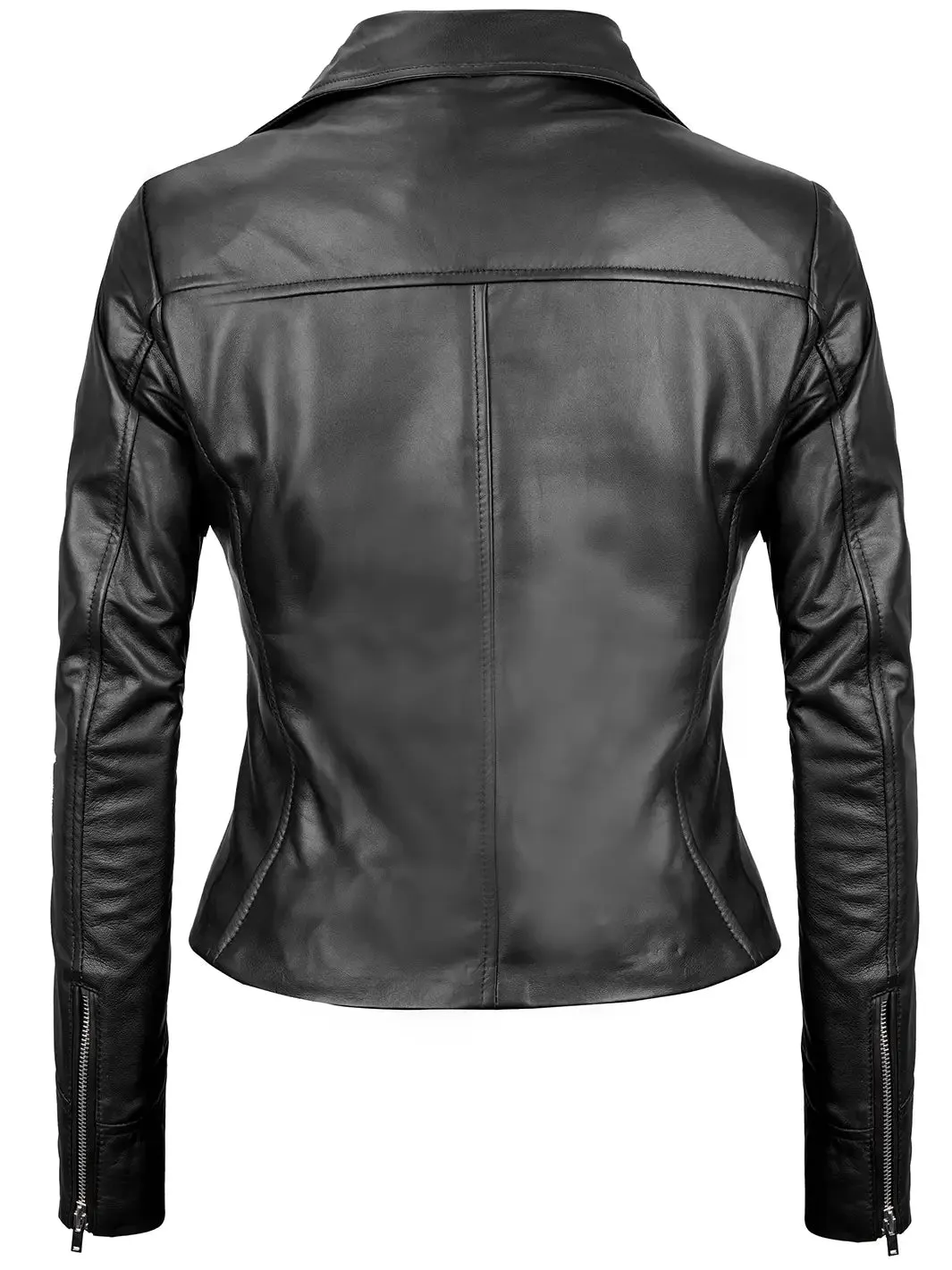 Ninfa Women's Black Asymmetrical Biker Leather Jacket