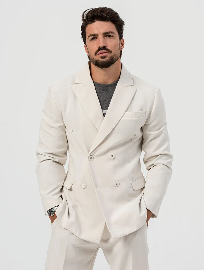 OSCAR DOUBLE BREASTED BLAZER IN CREAM