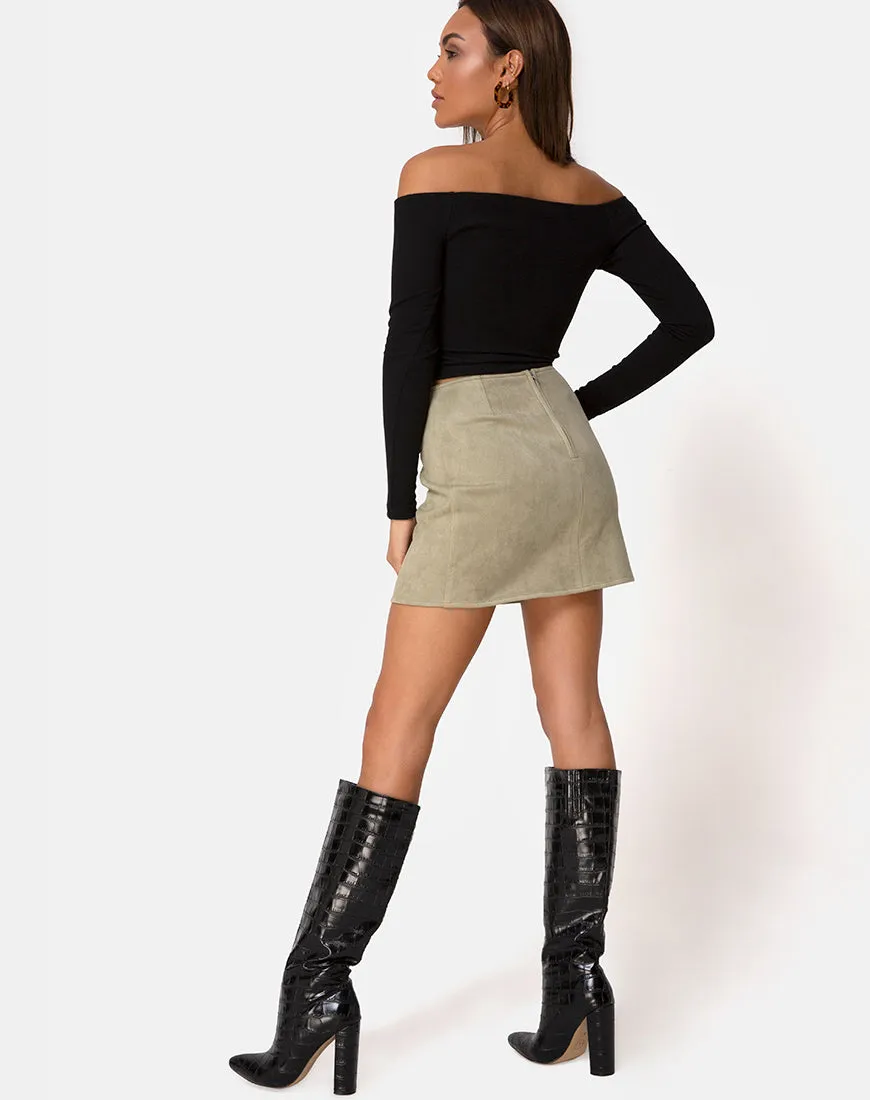 Pelmo Skirt in Suede Khaki