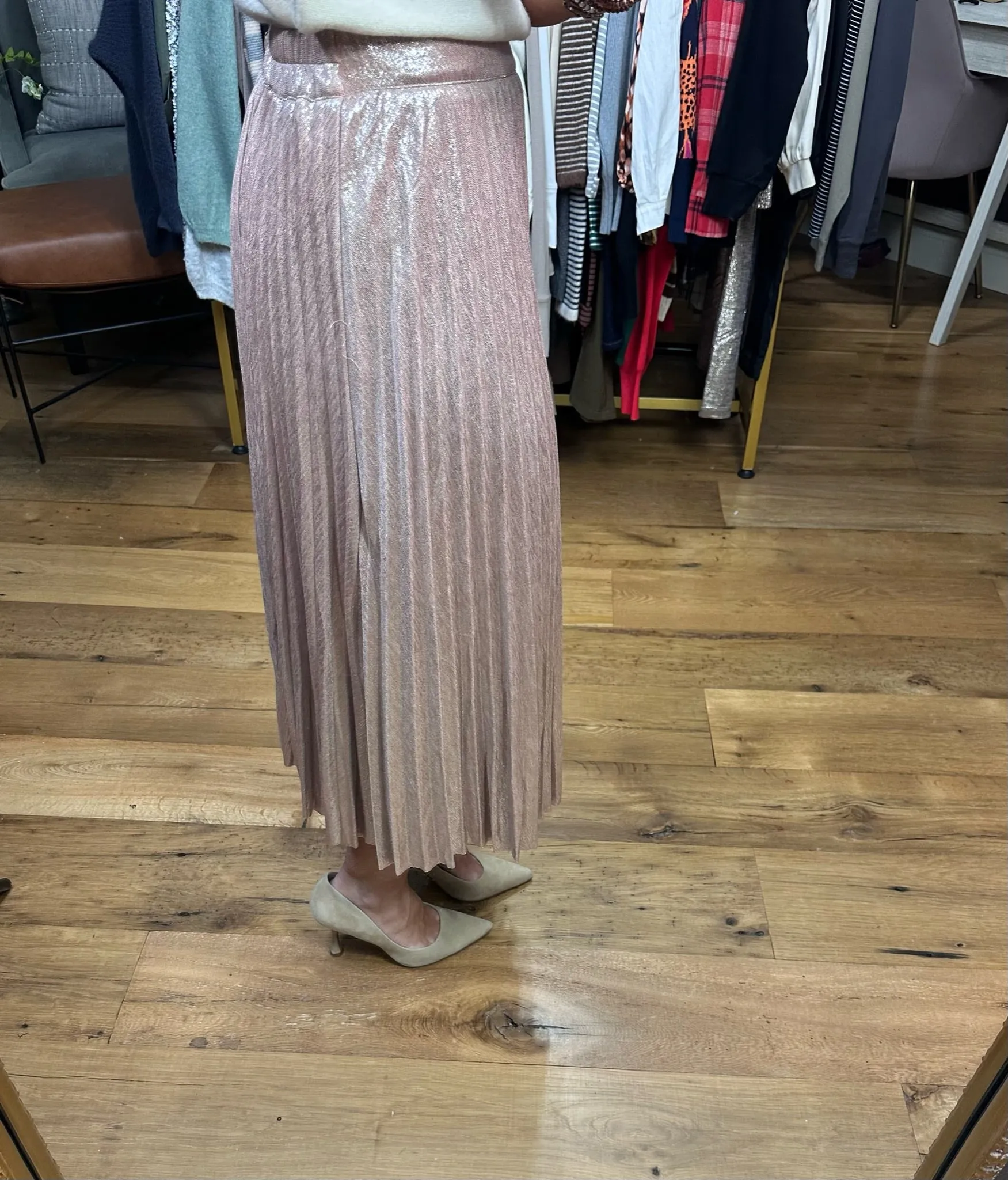 Perfectly You Pleated Midi Skirt - Blush