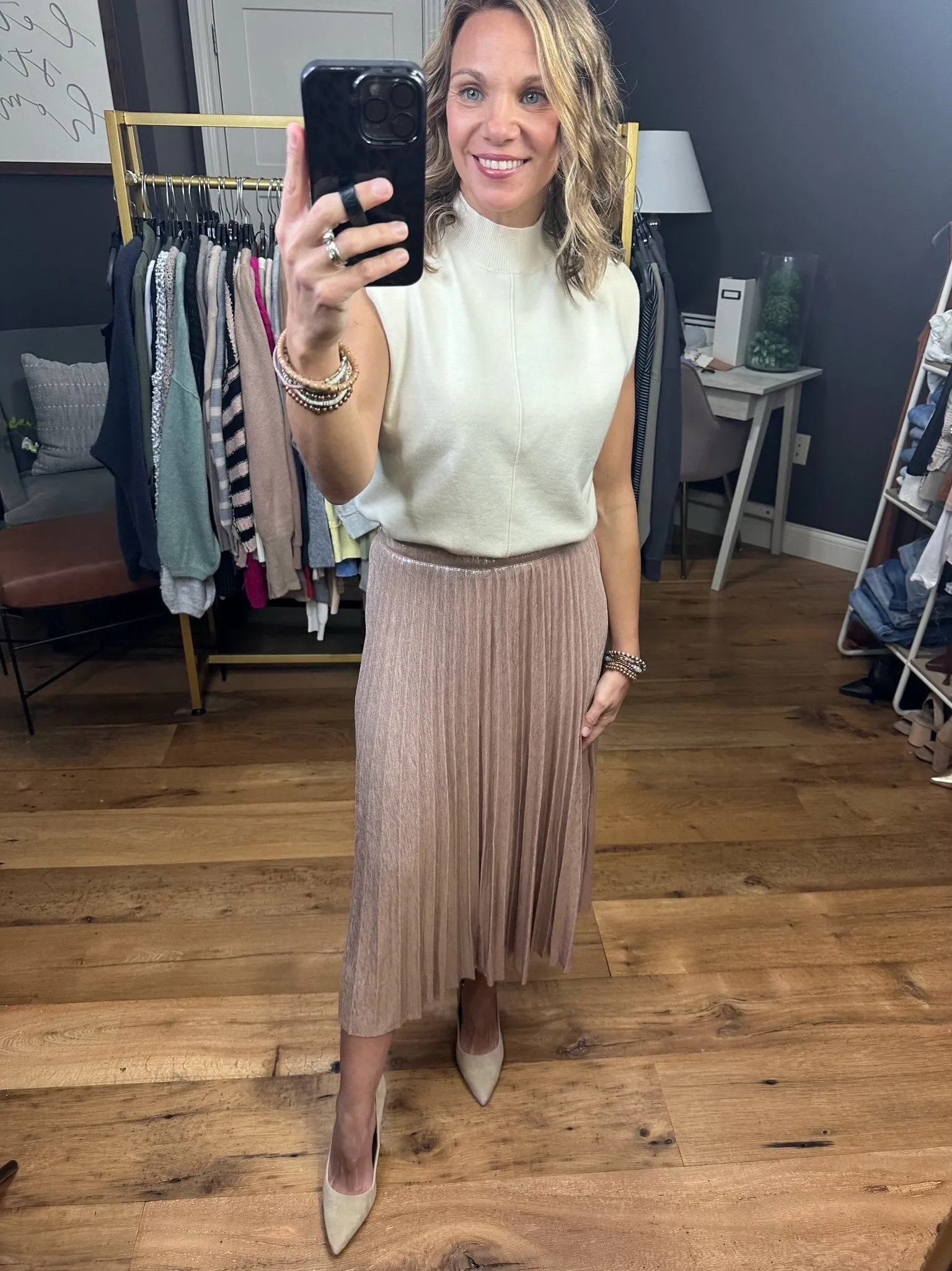 Perfectly You Pleated Midi Skirt - Blush