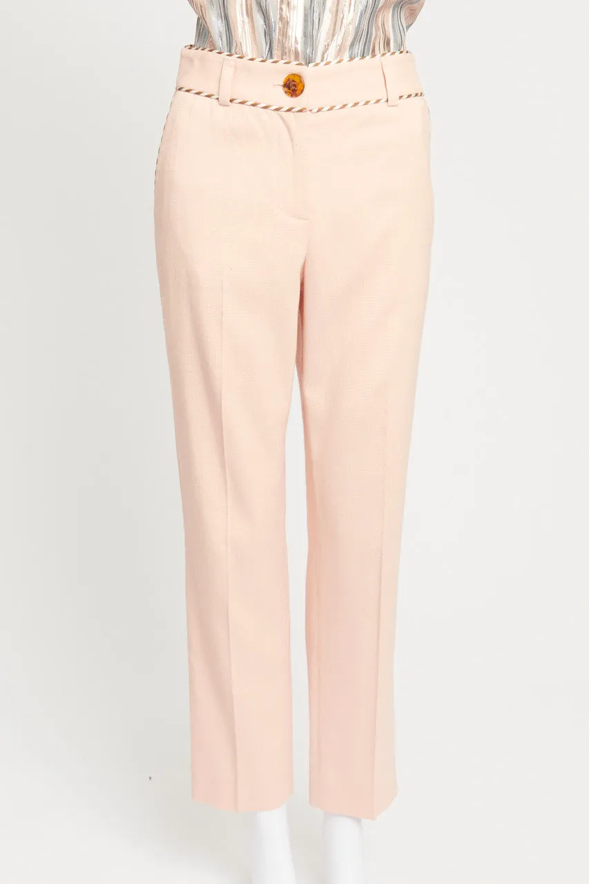 Pink High Rise Trousers with Striped Edging