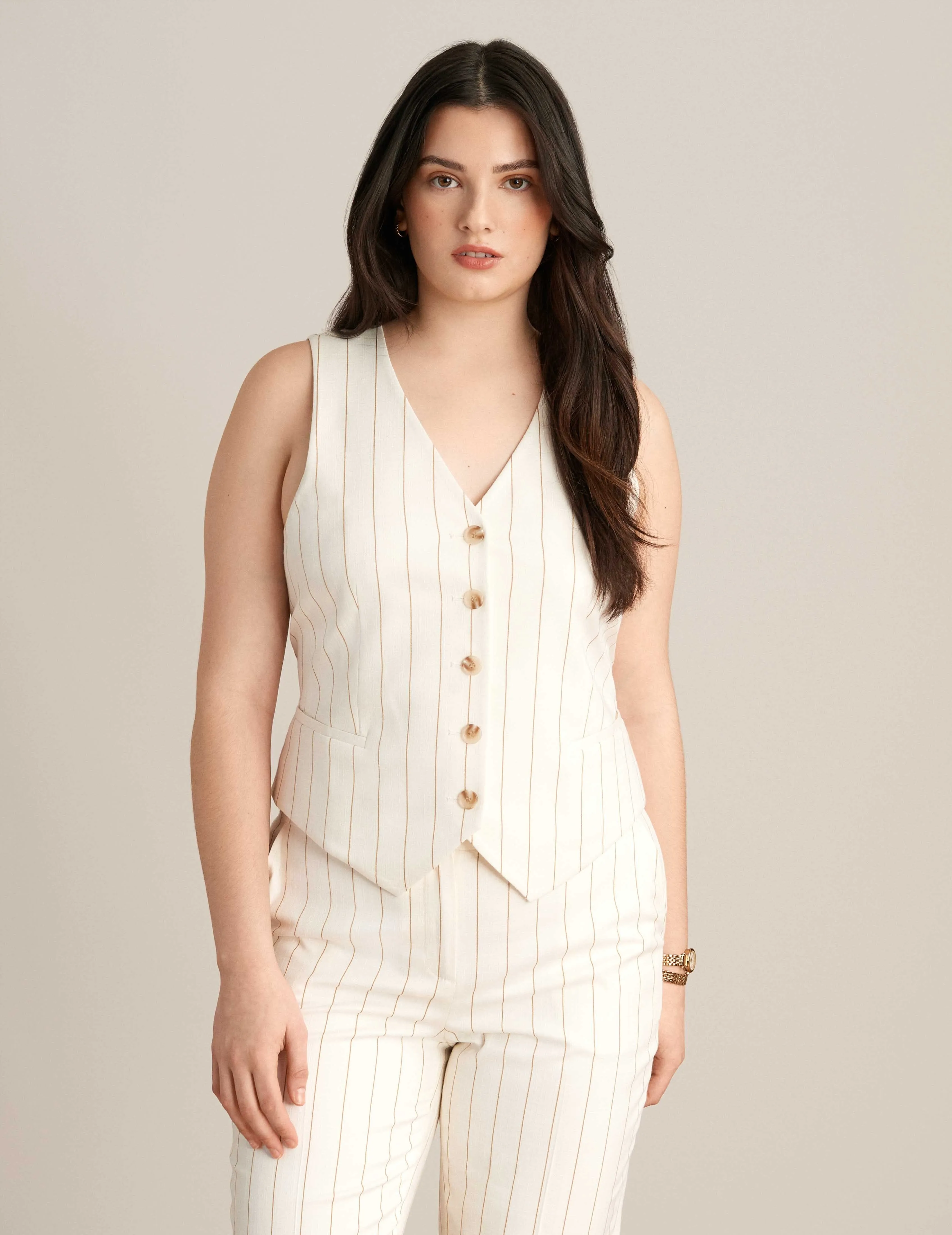 Pinstripe Button Down Vest - Sale