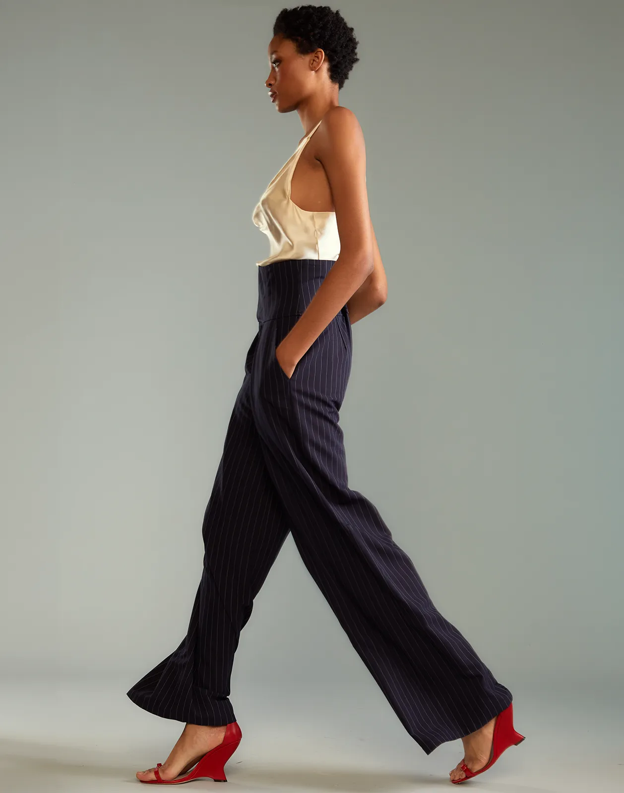 Pinstripe Corset Waist Pants