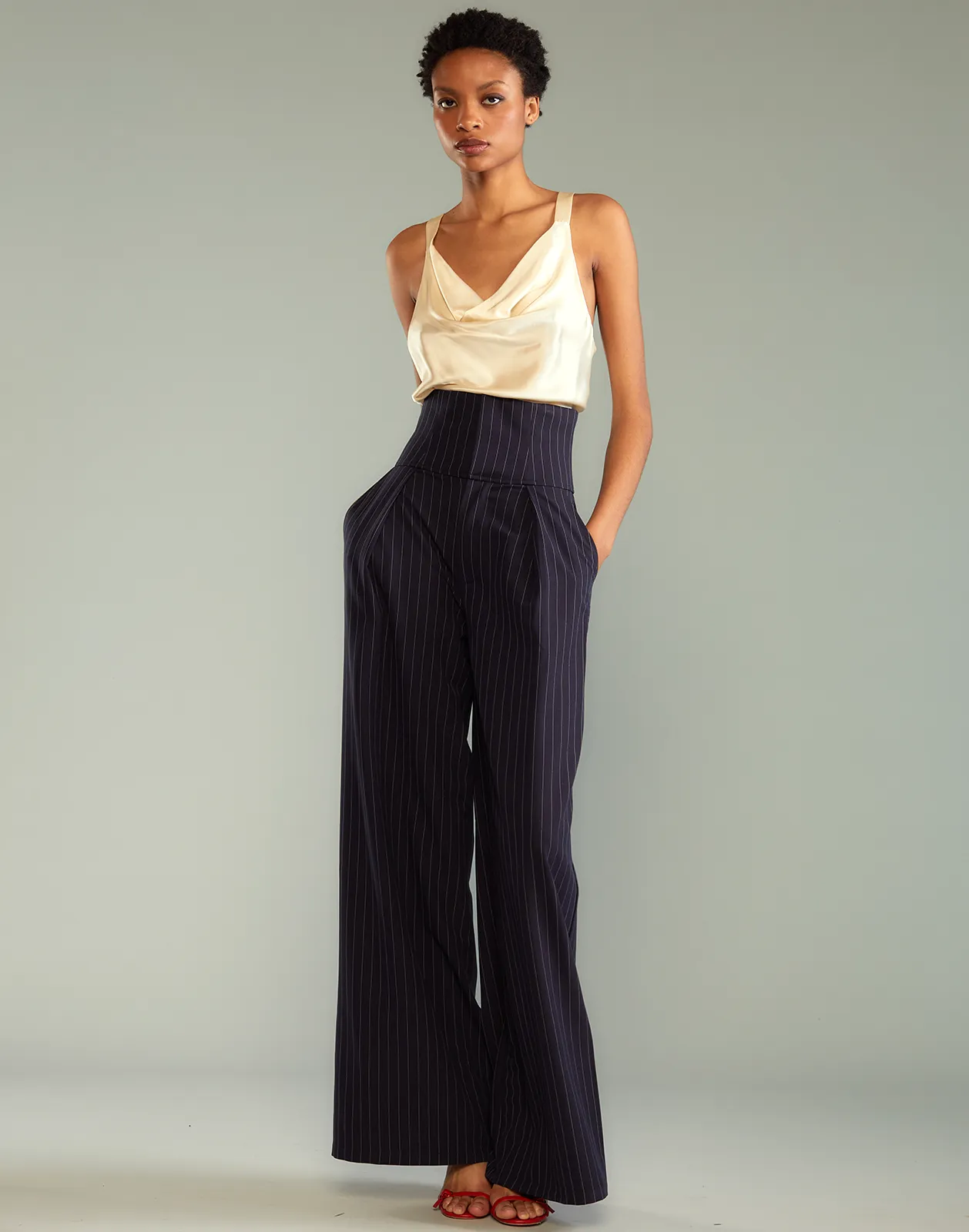 Pinstripe Corset Waist Pants