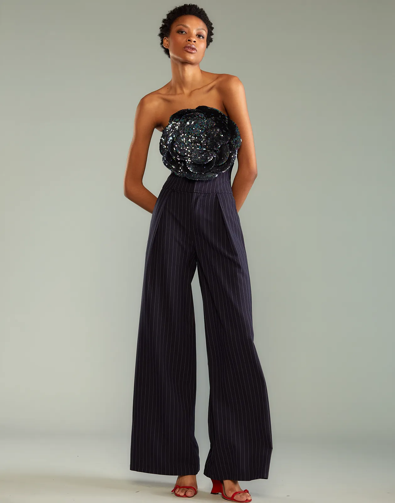 Pinstripe Corset Waist Pants