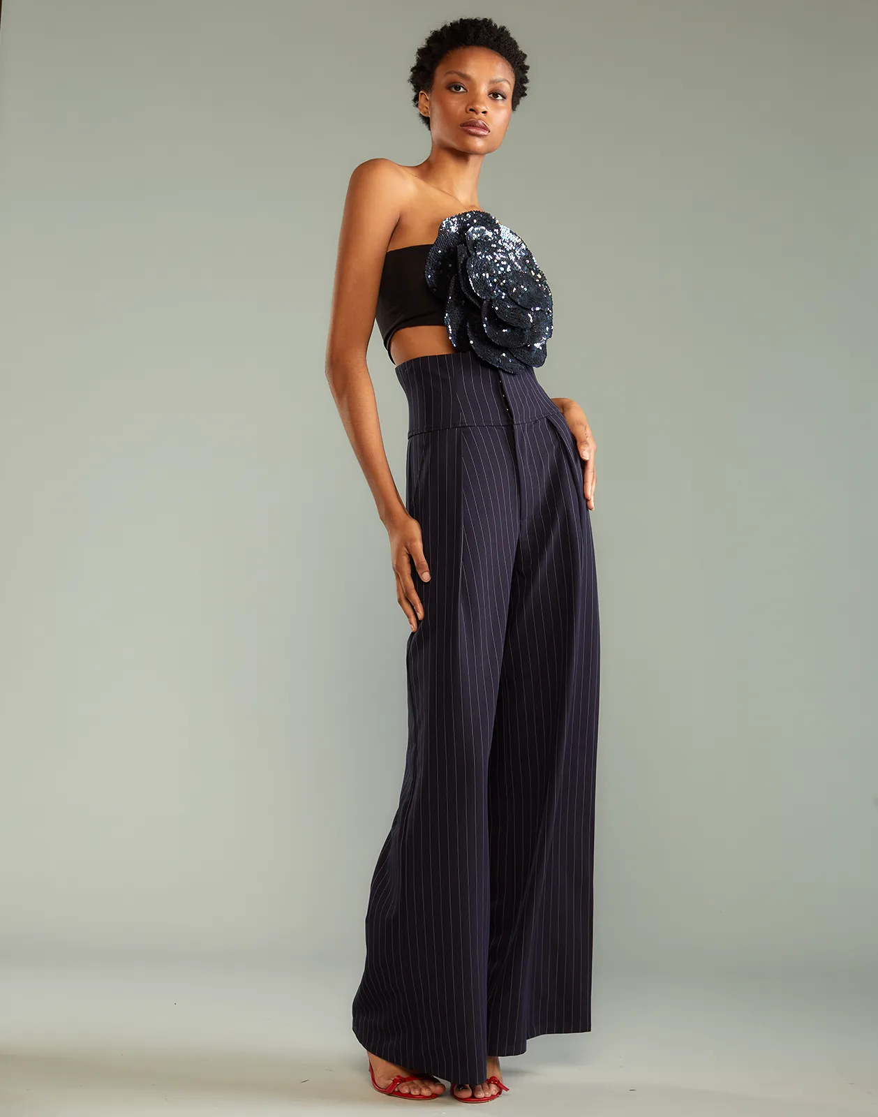 Pinstripe Corset Waist Pants