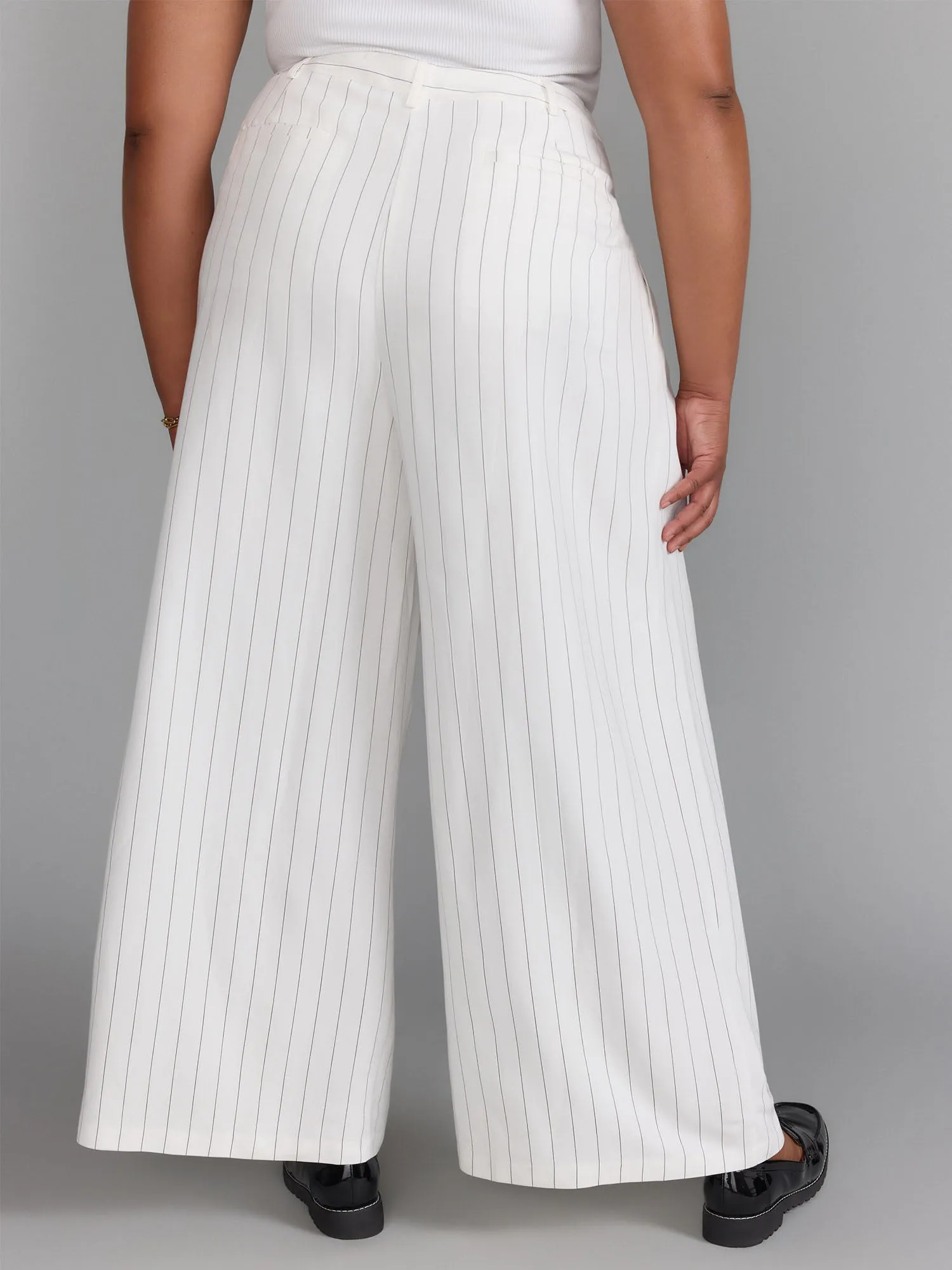 Plus Wide Leg Pinstripe Pant