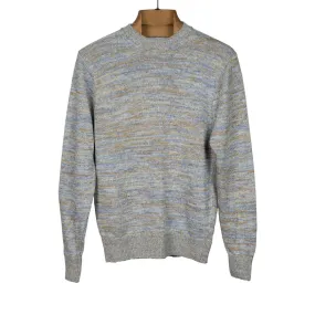 "Saxifrage" blue and camel mixed linen crewneck sweater