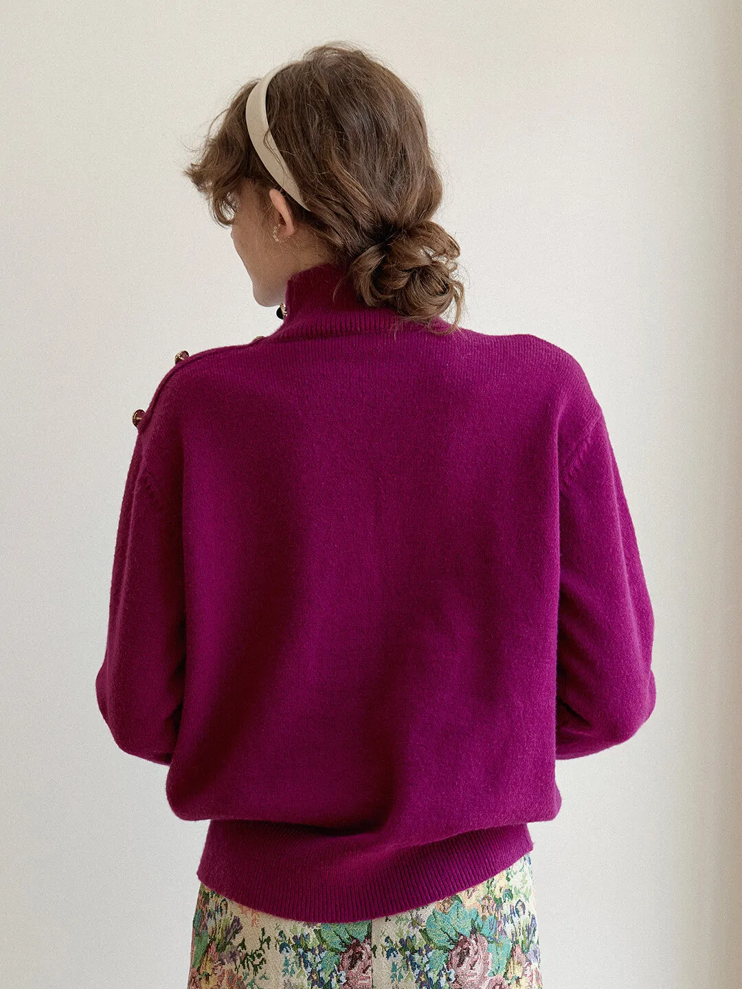 Ruby High Neck Purple Knit Sweater