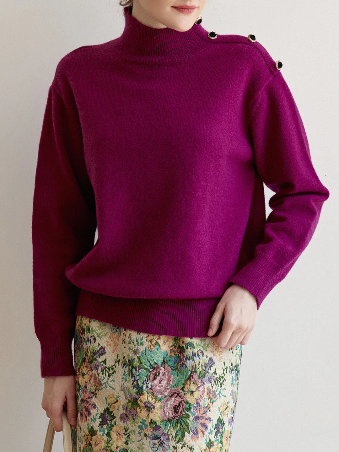 Ruby High Neck Purple Knit Sweater