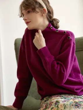 Ruby High Neck Purple Knit Sweater