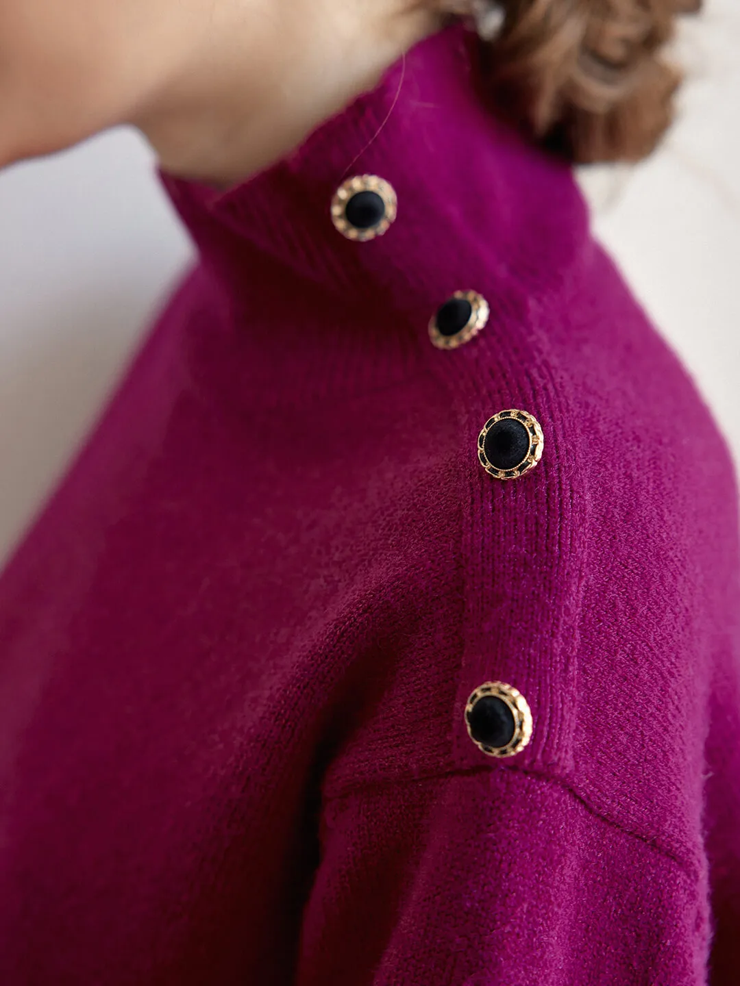 Ruby High Neck Purple Knit Sweater