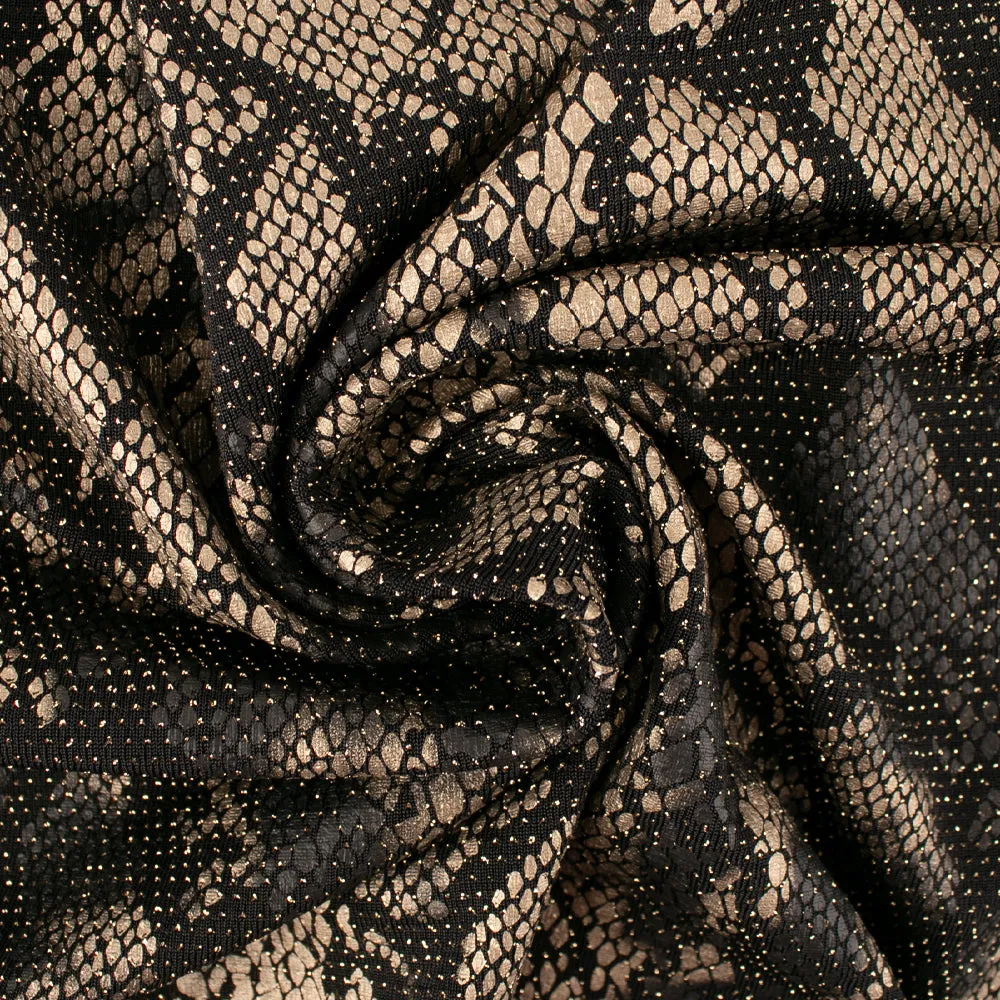 Shimmery holiday fabric - Snake - Black