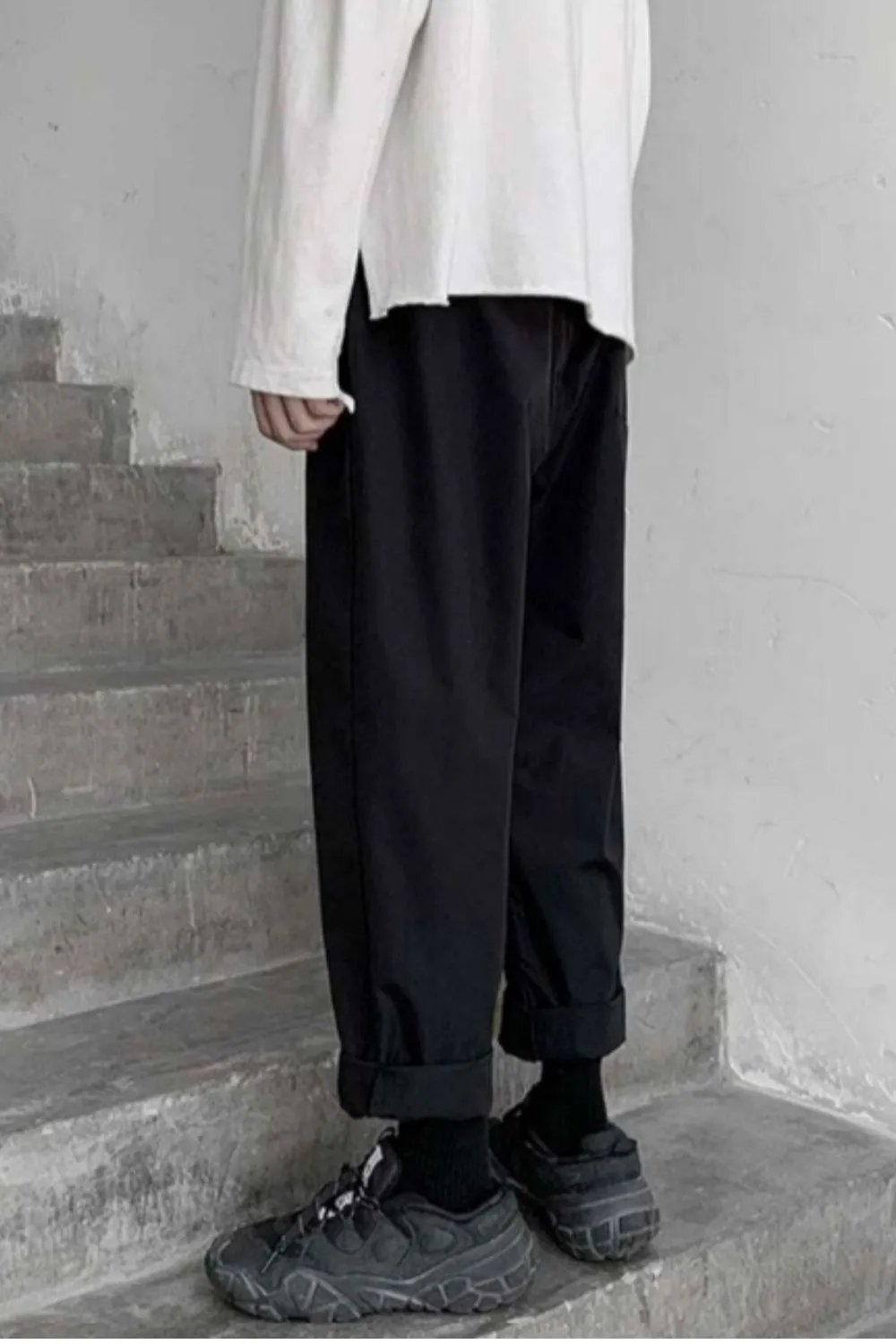 Solid Straight Leg Trousers