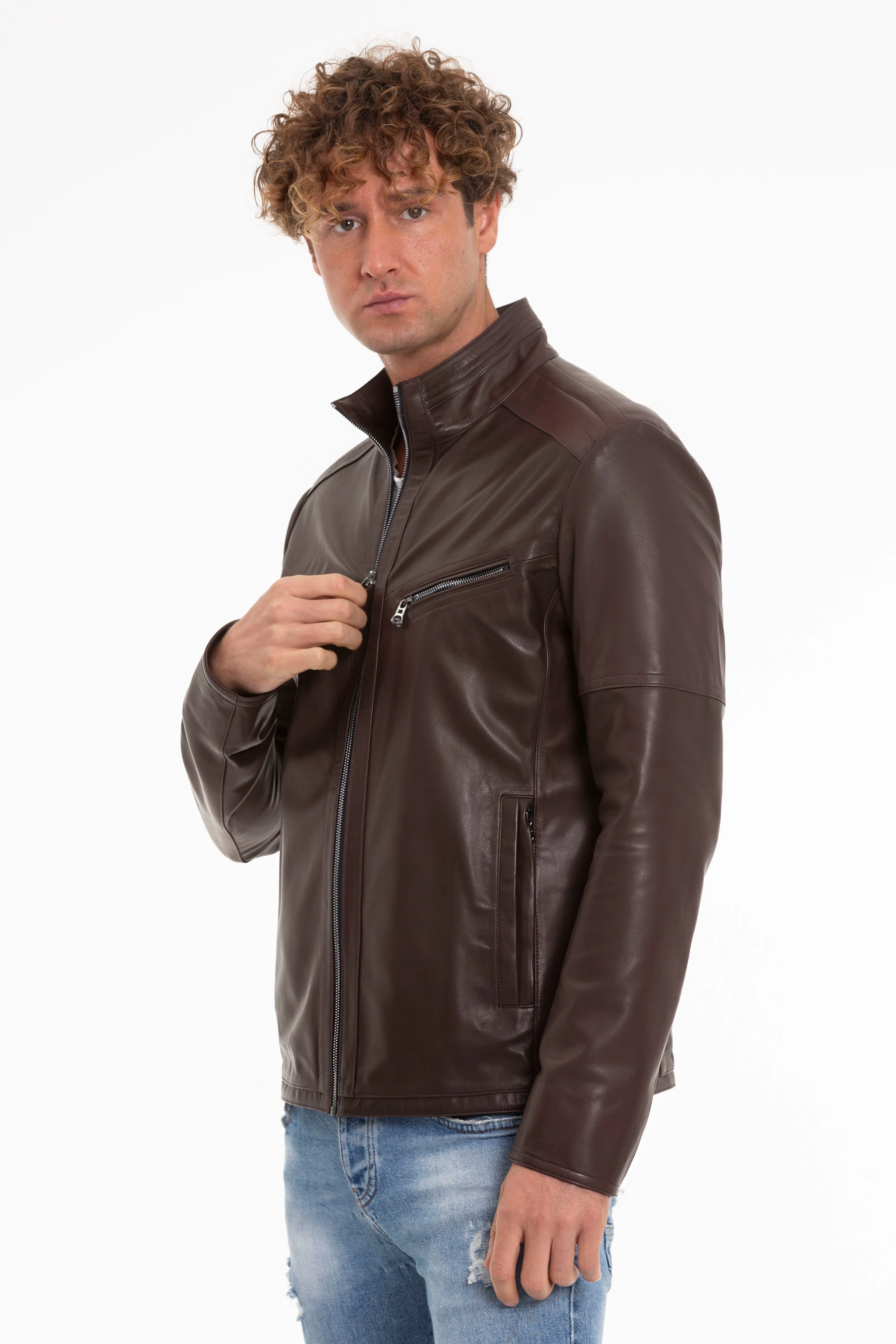 The Alamo Brown Leather Men Jacket