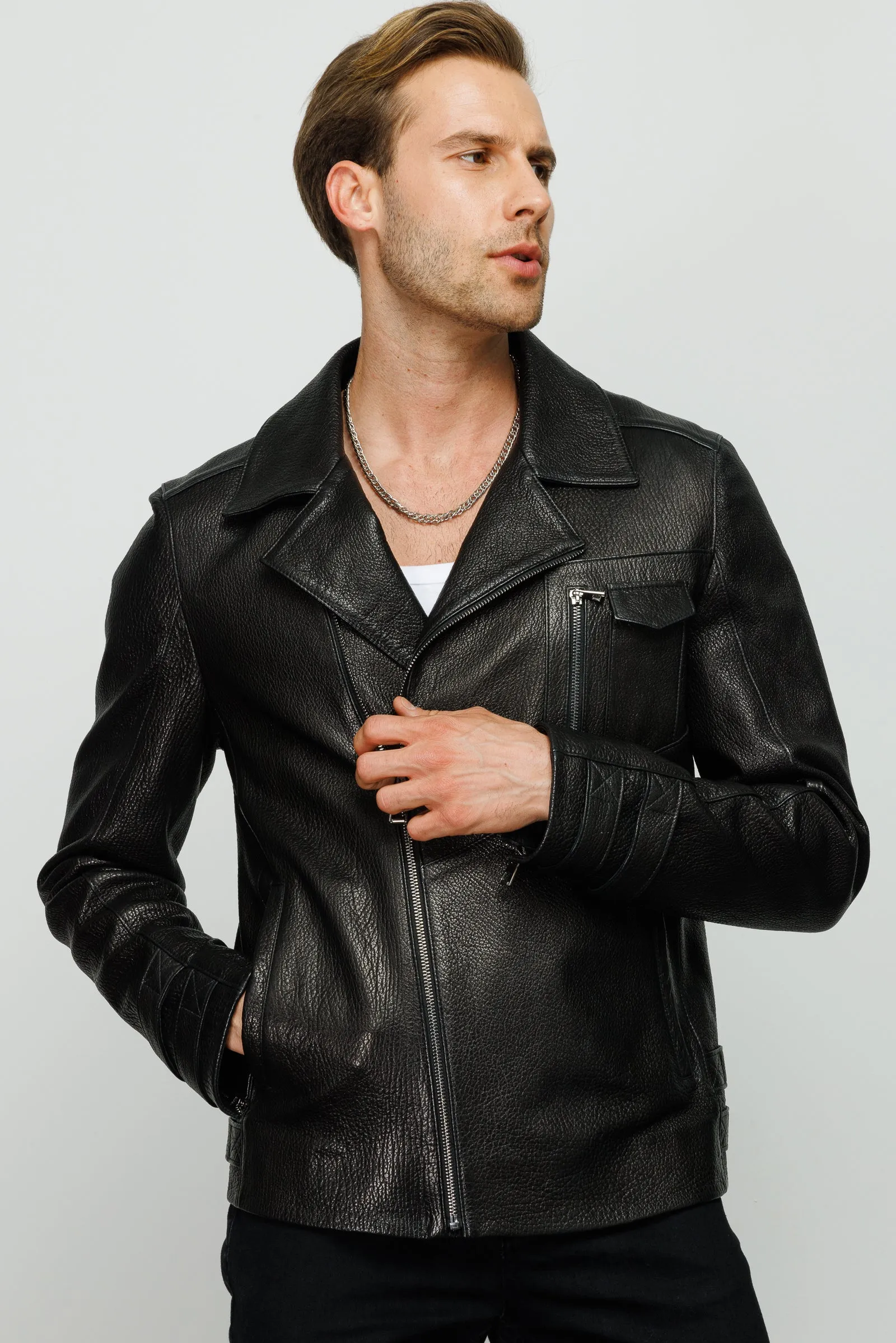 The Monala Black Leather Men Jacket