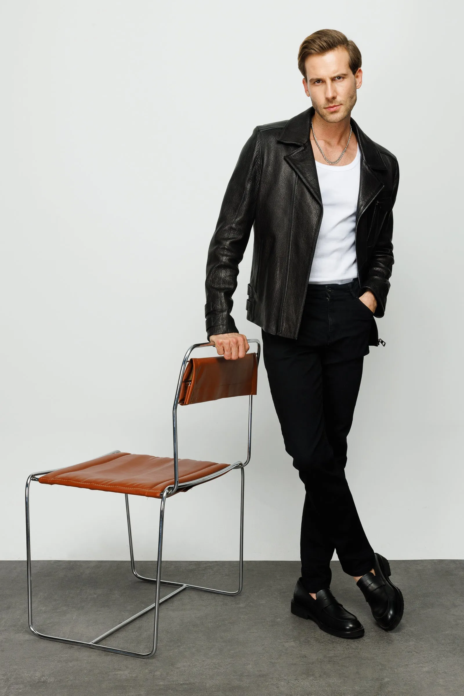 The Monala Black Leather Men Jacket