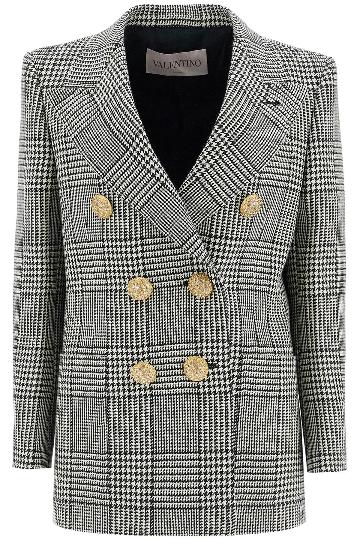 Valentino Garavani Double-Breasted Pied De Poule Wool Bl