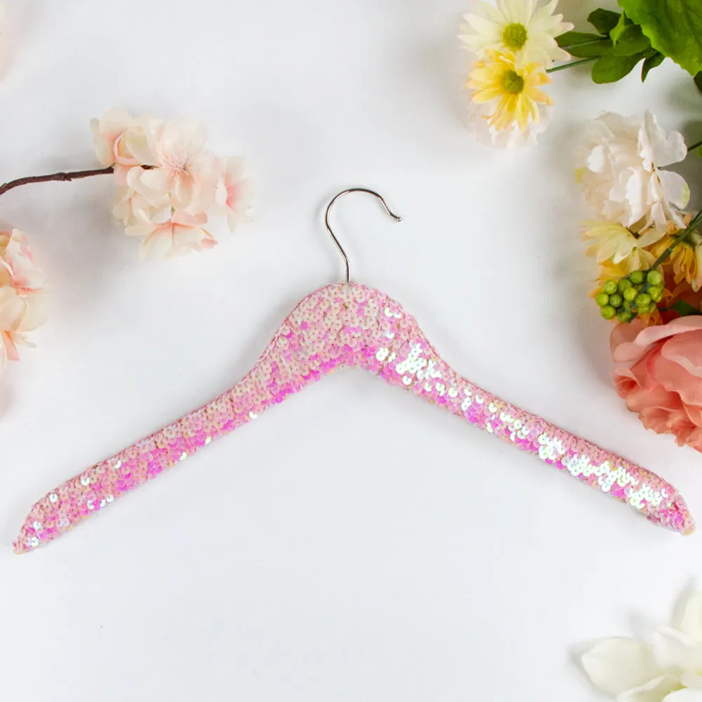 White Iridescent Pink Sequin Hanger