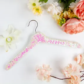 White Iridescent Pink Sequin Hanger