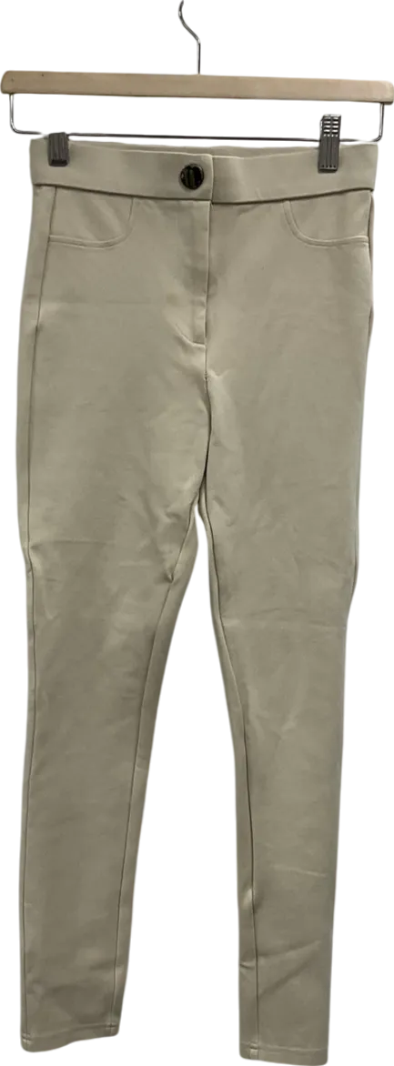 ZARA Cream Straight Leg Soft Trousers UK XS