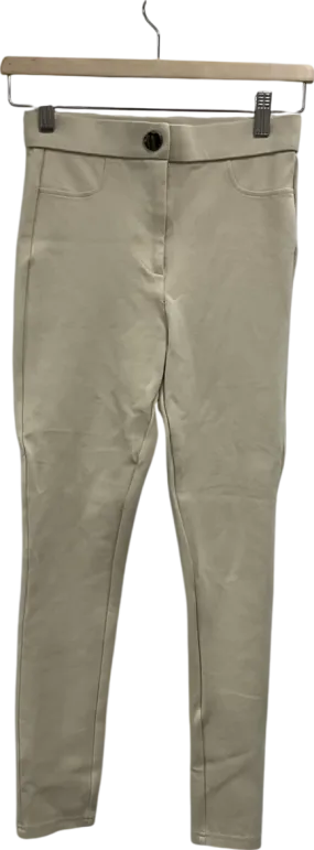 ZARA Cream Straight Leg Soft Trousers UK XS